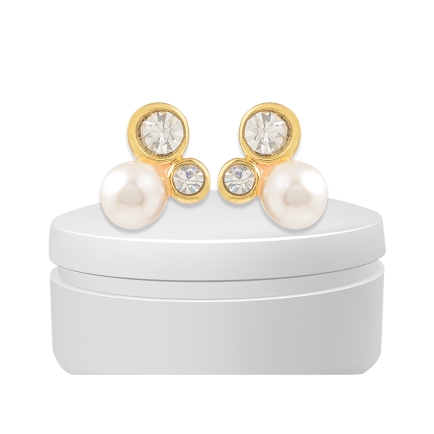 Pearls, CZs Ear studs crafted in alloy and yellow gold polished JPT6501