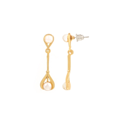 Pearls Earrings crafted in alloy and yellow gold polished
