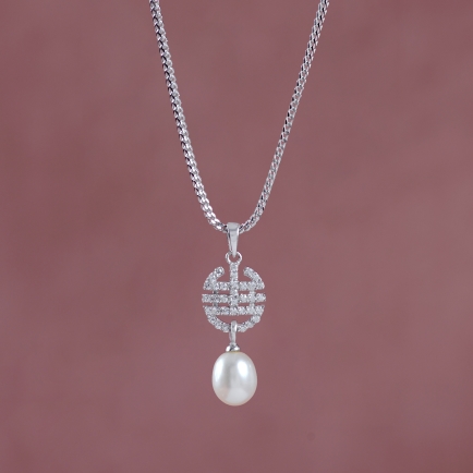 Pearls Necklace chain in sterling silver JFS0531