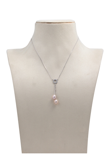 Fancy two pink colour freshwater drop pearls hang
