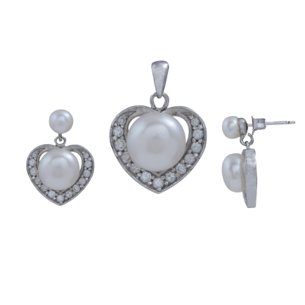 Fresh Water Button  Pearl Pendants Set with Alloy metal JPTP0831