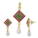 Fresh Water Ovel Pearl Pendants Set with Alloy metal JPTP1130