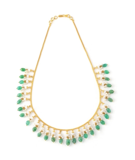 Gold Emerald Beads Necklace