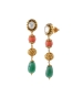 Gold Coral Emerald Earrings