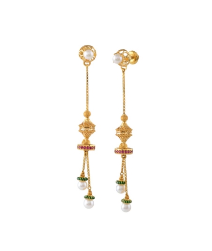 Gold Pearl Dangling  Earrings