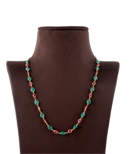 Gold Ruby emerald Beads Necklace