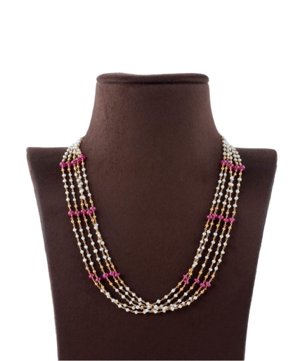 Gold Ruby Beads Necklace