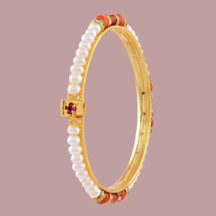 The bangles are studded with pretty white pearls | JB0698
