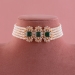 Button pearl choker set with Greenstone