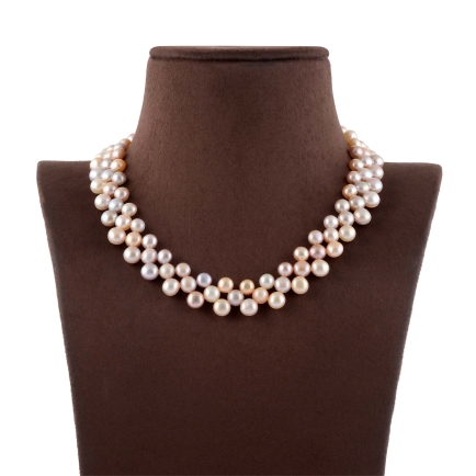 Pink and White Pearl string Necklace