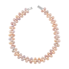 Pink and White Pearl string Necklace
