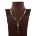 White Pearl Chain Necklace in Silver