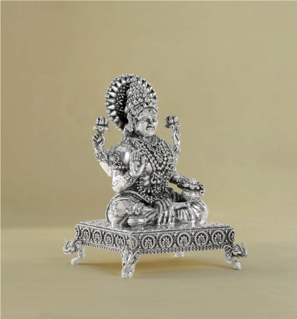 925 Pure Lakshmi Idol in silver |  Antique Finish