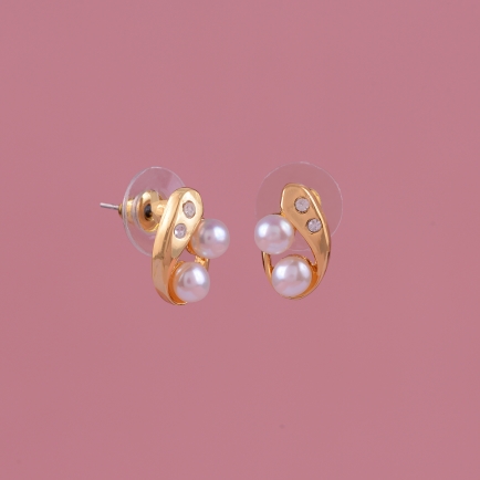 Gold Plated Fancy Pearl Stud Earrings