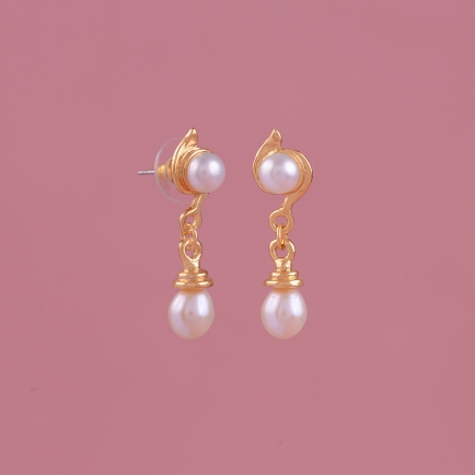 Drop Pearl Stud Earrings for Women