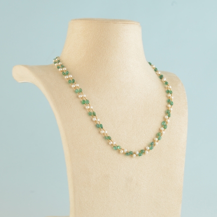 Two Line Emerald Beads Mala with South Sea Pearl