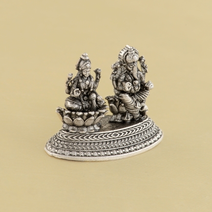 Antique Silver Laxmi Ganesh Idol
