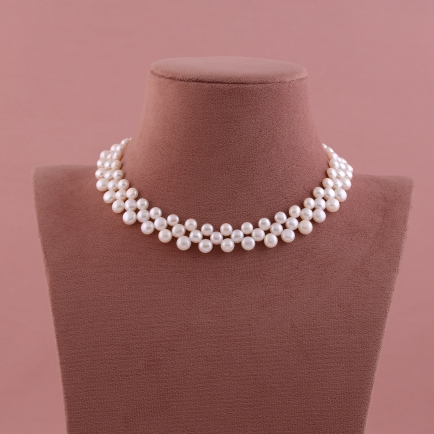 Freshwater Pearl Button Necklace