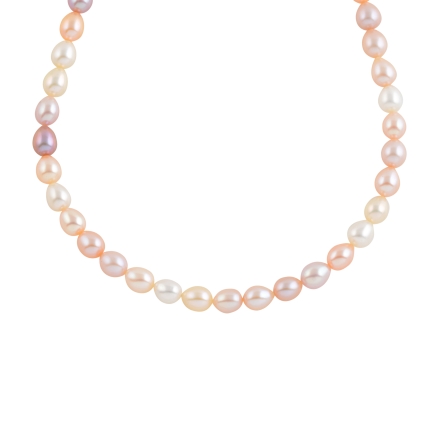 Single line multi color pearl necklace with studs