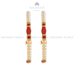 Classic  Pearl Bangles in Red Elegance