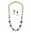 Pearl Pebble Set With Ruby & Emerald