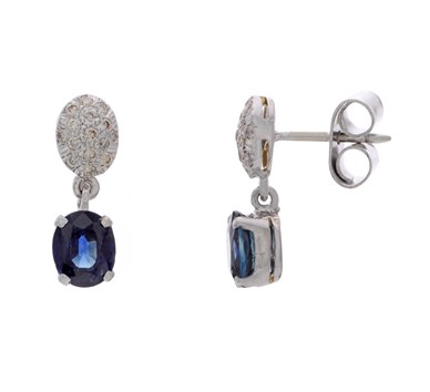 Blue Sapphire & Diamond Berry Drop Earrings