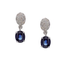 Blue Sapphire & Diamond Berry Drop Earrings