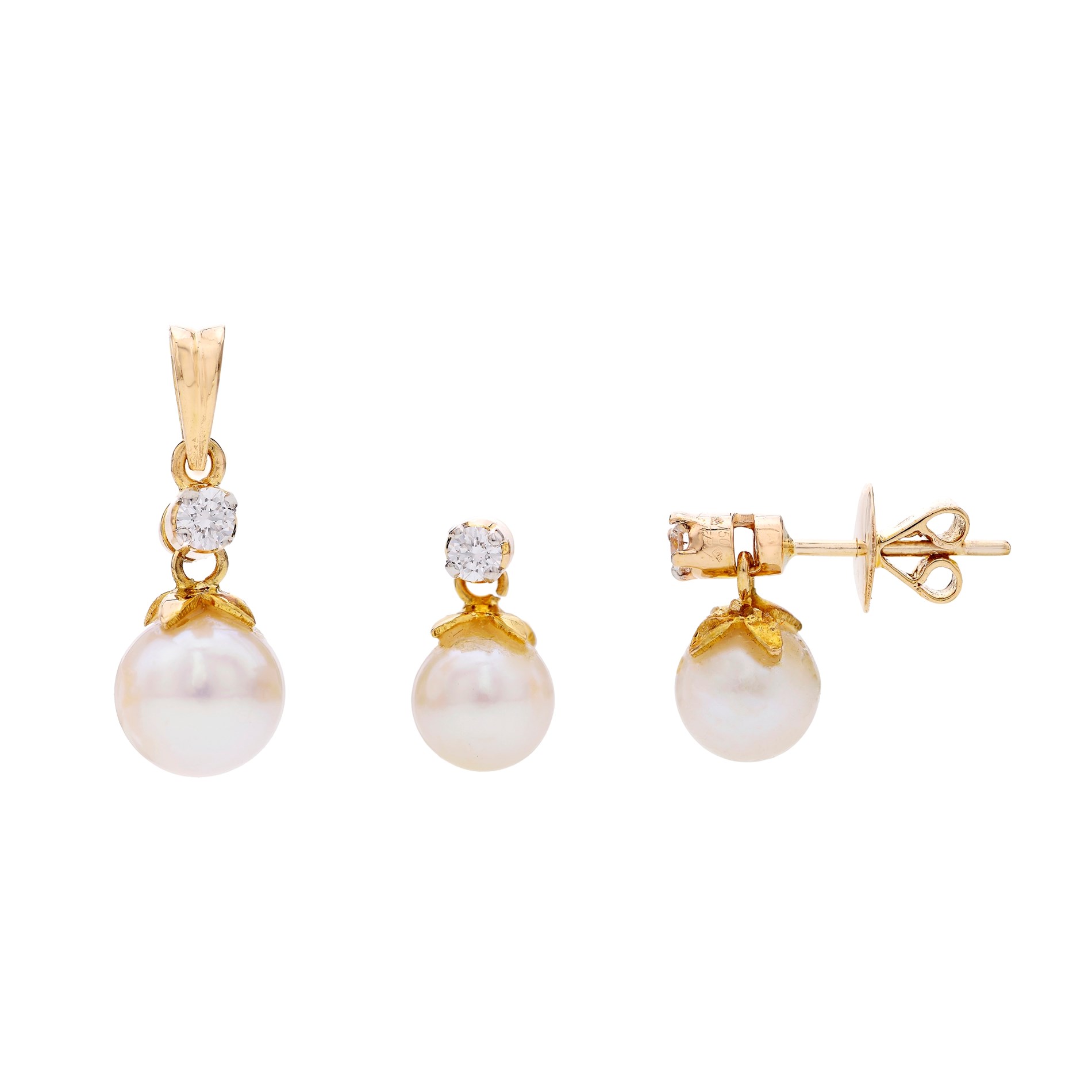 Cultured Pearl Diamond Earrings in 10K Yellow Gold – Ann-Louise Jewellers