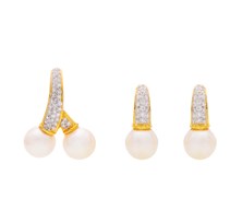 Pearl & Diamond Moon Glow Drop Earrings & Pendant