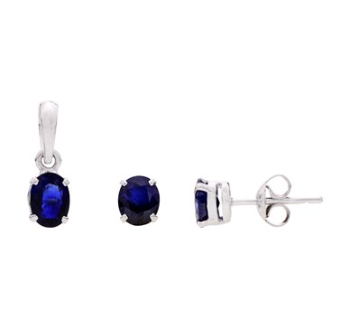 Blue Sapphire Statement Stud Earrings & Pendant