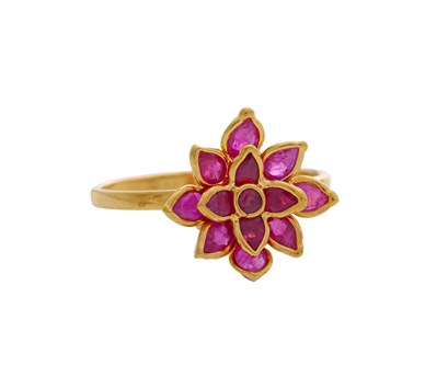 Ruby Lotus Finger Ring