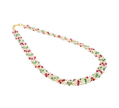 Ruby, Emerald & Pearl Necklace