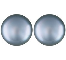 Grey Button Pearl Stud Earrings