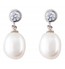 Drop Pearl Silver CZ Stud Earrings