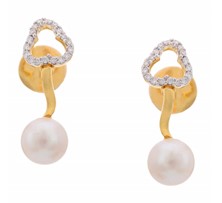 Pearl & Diamond Hanging Earrings