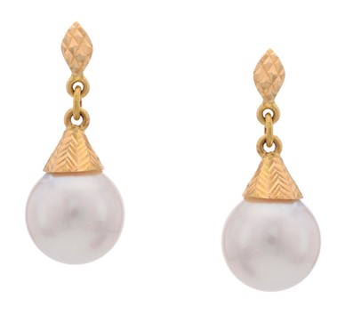 Gold Pearl Hanging Earrings | GTSS018P