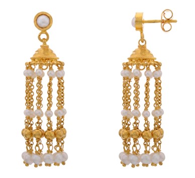 Gold Pearls Jhumkas Design | GTJH785P
