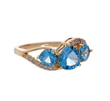 Blue Topaz & Diamond Finger Ring