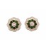 Flower shaped Diamond & emerald stud earrings