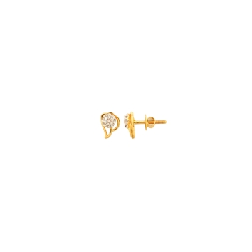Gold with Diamond stud earrings with conch structure