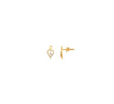 Gold with Diamond stud earrings with Heart shape