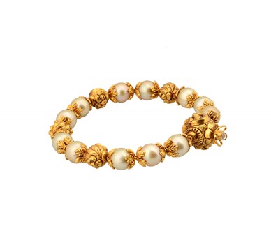 Gold Bangles with south sea Pearls