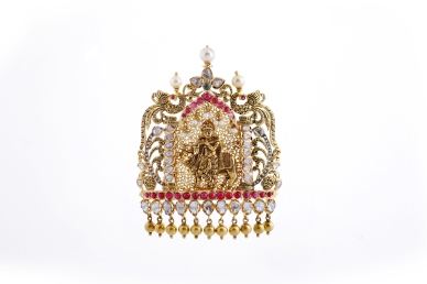 Antique Lord Krishna  Gold and Diamond Pendant
