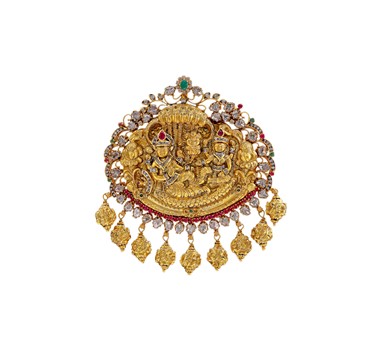 Gold with diamond Lord Vishnu with Lakshmi peandant