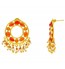 Red Onyx Chandbali  Pearl Earrings
