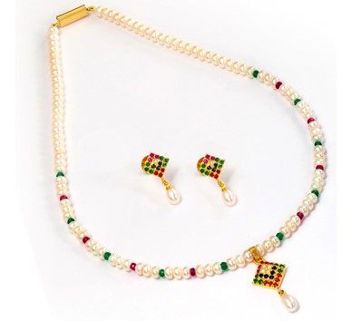 Pearls Colorful czs  Necklace & Earrings - H2653