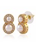 Yellow tinted white CZ stones,Pearl Earstuds