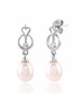 Pink Drop Pearls Earrings in Silver