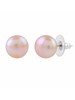 Peach color Pearls Earstuds in Silver