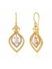 Yellow tinted white CZ stones,Pearl Earrings
